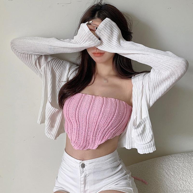 Áo Croptop Dệt Kim Sát Nách Thiết Kế Hở Lưng Quyến Rũ