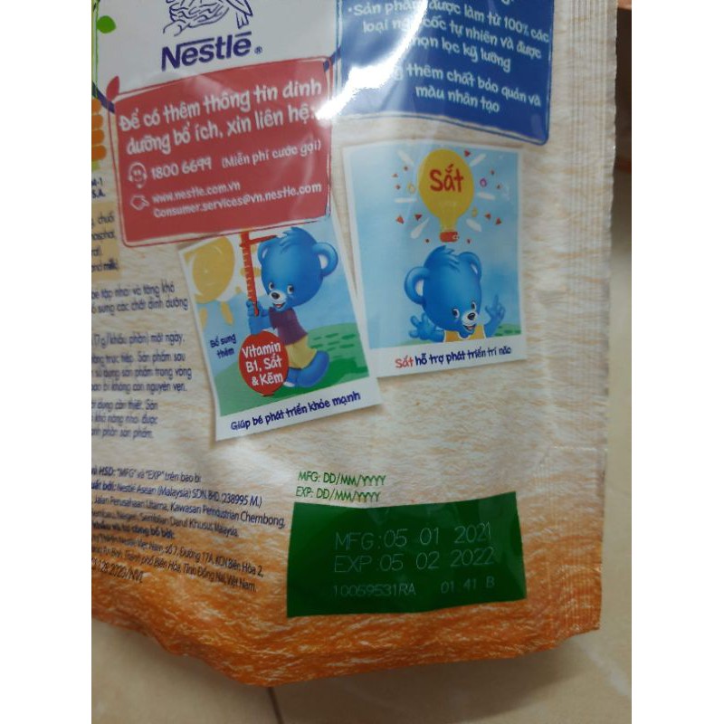 Bánh ăn dặm Nestle' Cerelac vị chuối cam/chuối dâu gói 50gr (date t1/22)