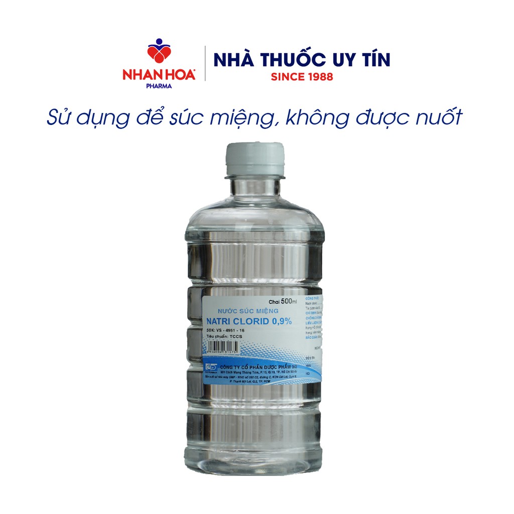 Nước Muối Sinh Lý Vệ Sinh Răng Miệng, Vòm Họng Natri Clorid 0.9%