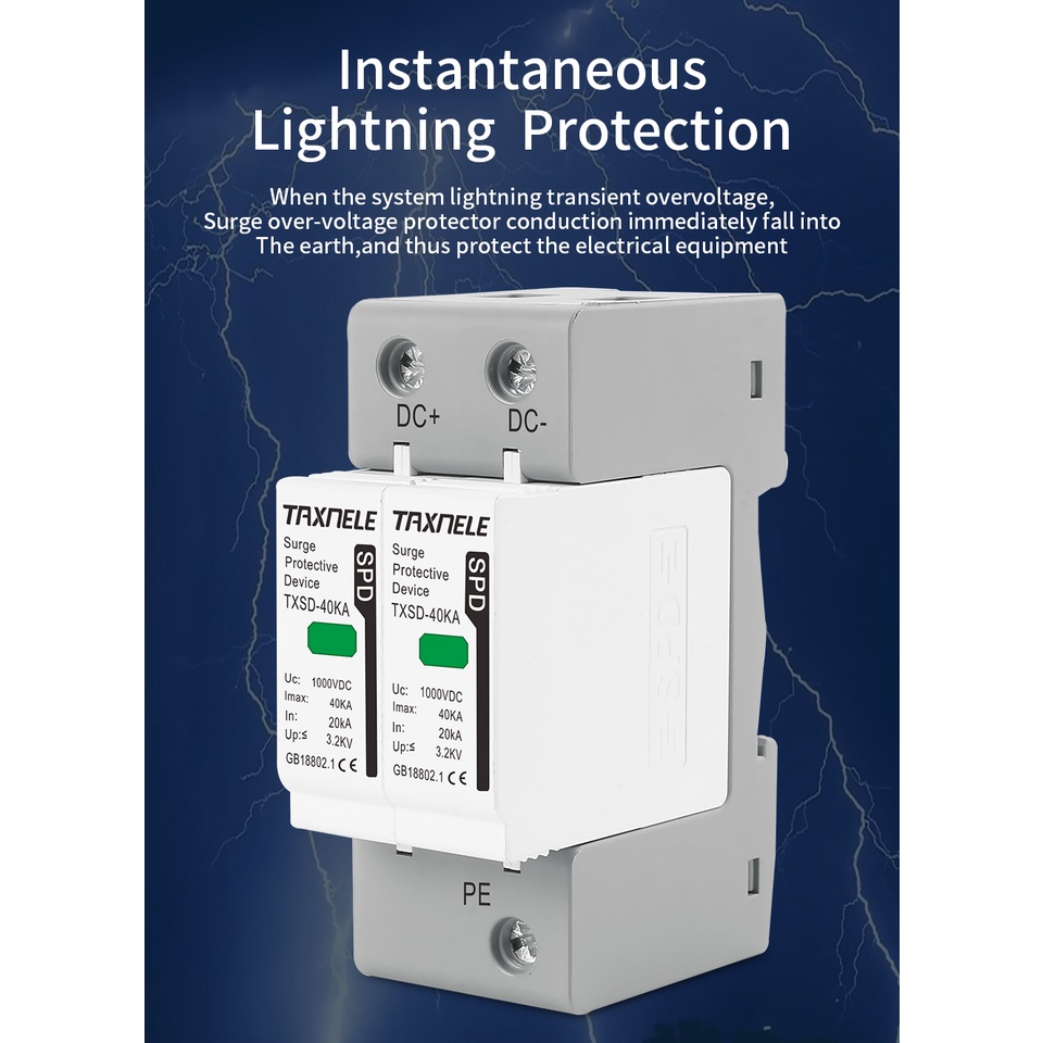 Dc Thiết Bị Bảo Vệ Điện Áp 600V 800V 1000V 2P 20KA 40KA