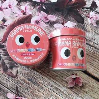 KẸO BIẾNG ĂN MAMA RAMUNE 200 VIÊN VỊ DÂU DATE 2021 NHẬT