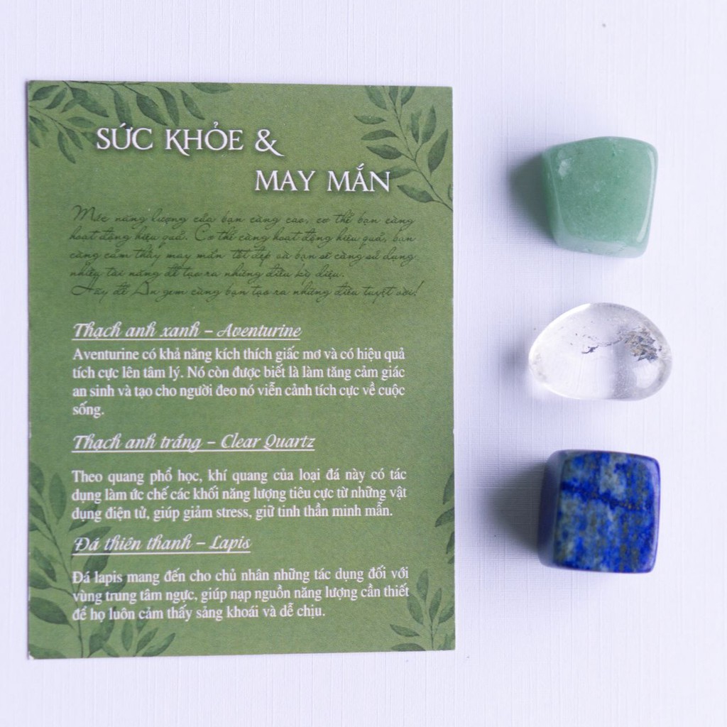 Set đá thanh tẩy tự nhiên kèm túi vải hỗ trợ may mắn, sức khỏe An Gem. | BigBuy360 - bigbuy360.vn
