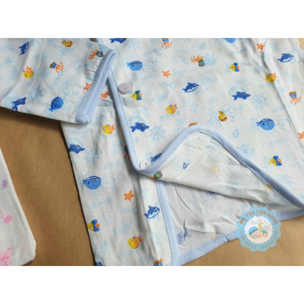 (J12TN) ÁO BÁC SĨ TAY NGẮN CHO BÉ 3-9kg - HOẠ TIẾT - JOU (katydang)