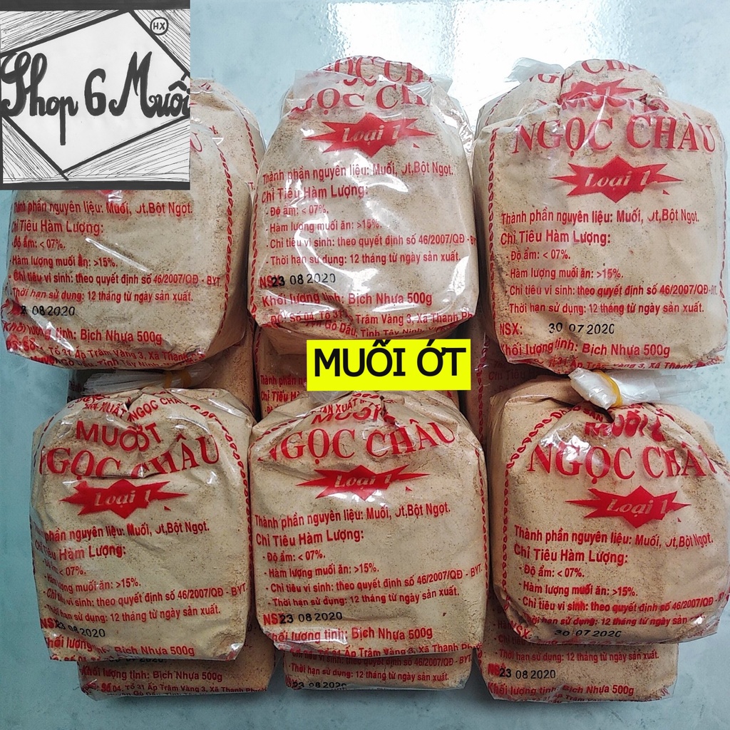 Túi 1kg muối ớt Tây Ninh loại 1 bột nhuyễn chấm trái cây trộn bánh tráng ăn chay được thương hiệu Ngọc Châu
