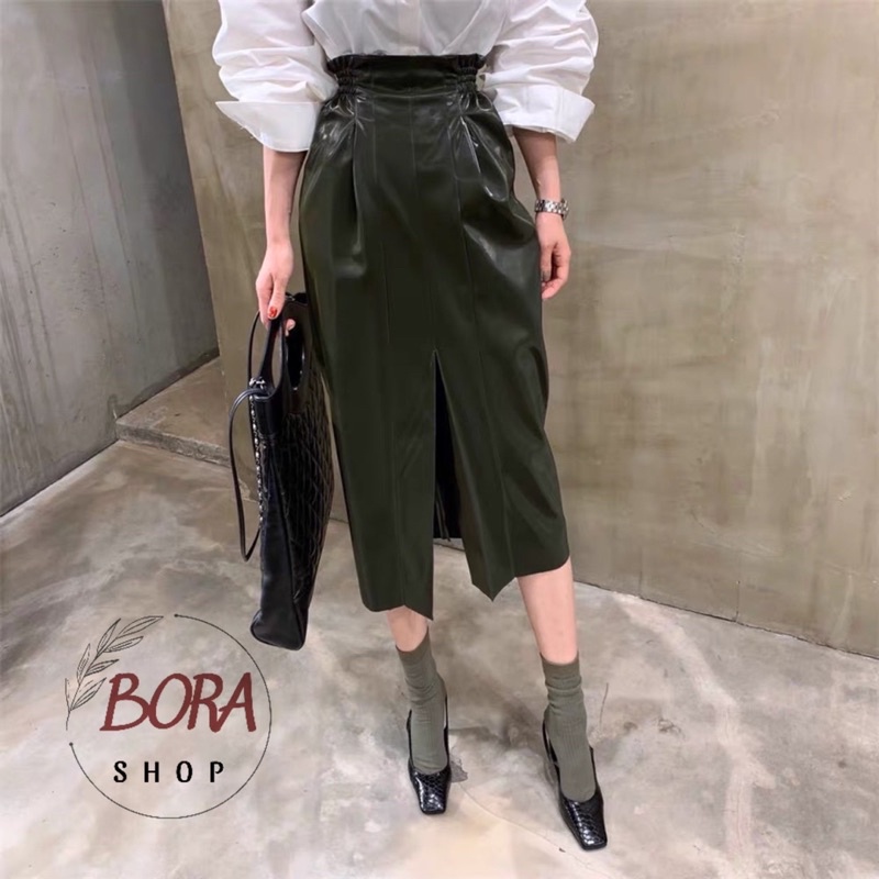 Chân váy da nữ Ulzzang Hàn Quốc BORA SHOP xẻ trước order