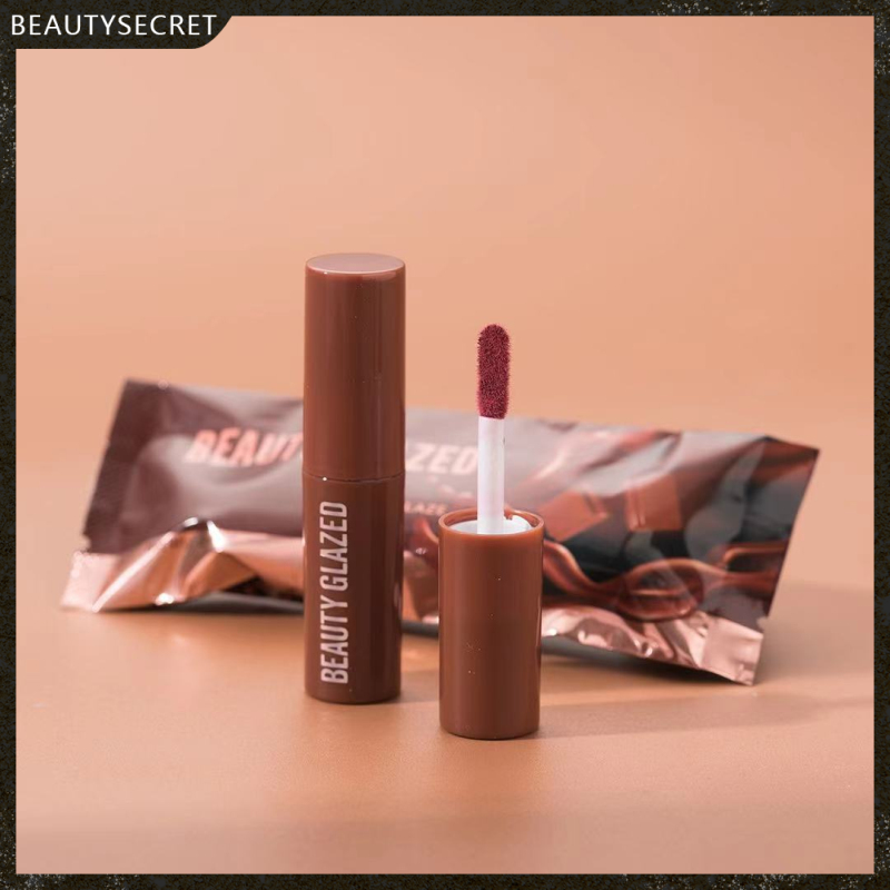 2021 Beauty Glazed /Son Kem Beauty Glazed Tông Lì Dưỡng Ẩm Chống Nước 2021 /Chocolate Matte Long Lasting Moisturizing No Fading Non-stick Velvet Lip Glaze 12 Color Lipstick -beauty
