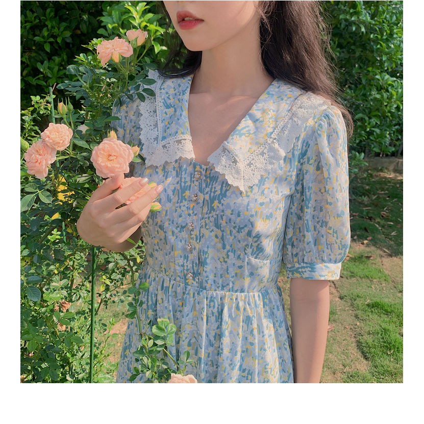 Summer new yellow floral chiffon ladies dress | BigBuy360 - bigbuy360.vn