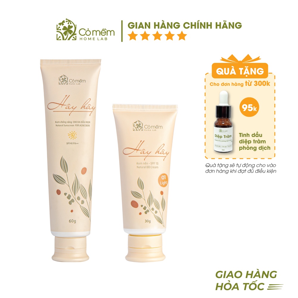 Bộ Combo Trang Điểm Tự Nhiên 2 Bước Hây Hây Cỏ Mềm