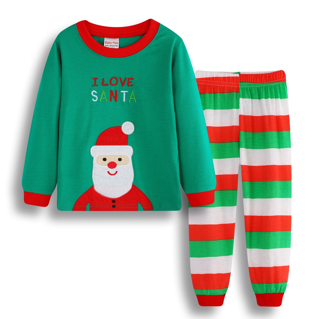 Bộ Đồ Ngủ Tay Dài In Hình Ông Già Noel Hoạt Hình Giáng Sinh Dành Cho Bé Trai 1-7 Tuổi