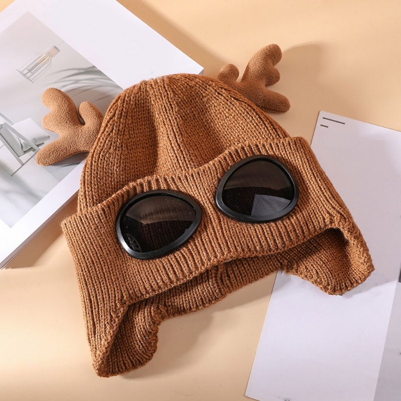 Mũ Phi Công Dệt Kim Hình Sừng Hươu Đáng Yêu Thời Trang Mùa Đông Cho Người Lớn