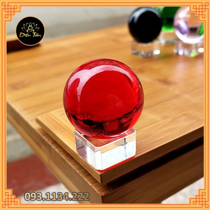Quả cầu phong thủy pha lê nhiều màu theo mệnh size 5cm đồ phong thủy trang trí