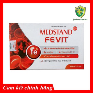 Bổ Sung Vitamin,Acid Folic Và Sắt Cho Bà Bầu, Người Thiếu Máu Medstand Fevit - Hộp 30 viên sắt