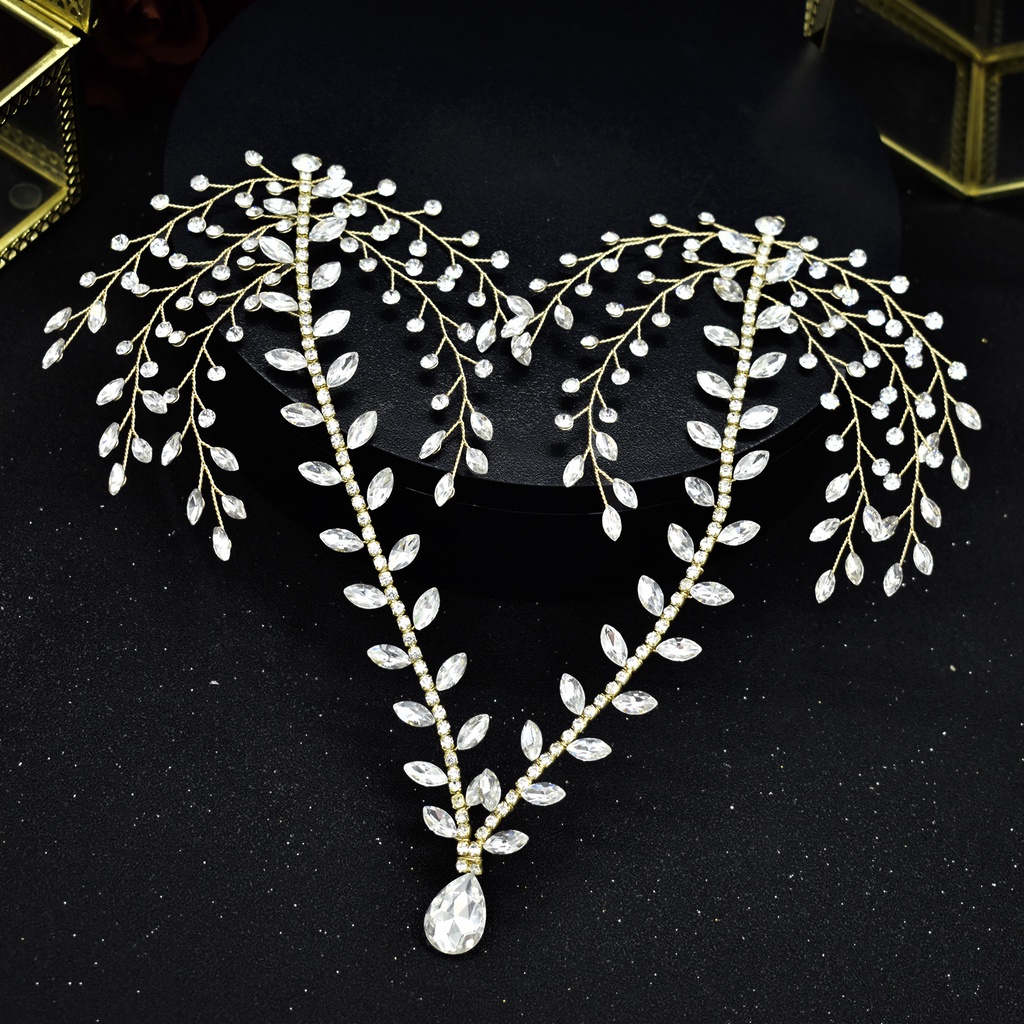 Băng Đô Cài Tóc Đính Đá Đơn Giản Thời Trang Cho Cô Dâu