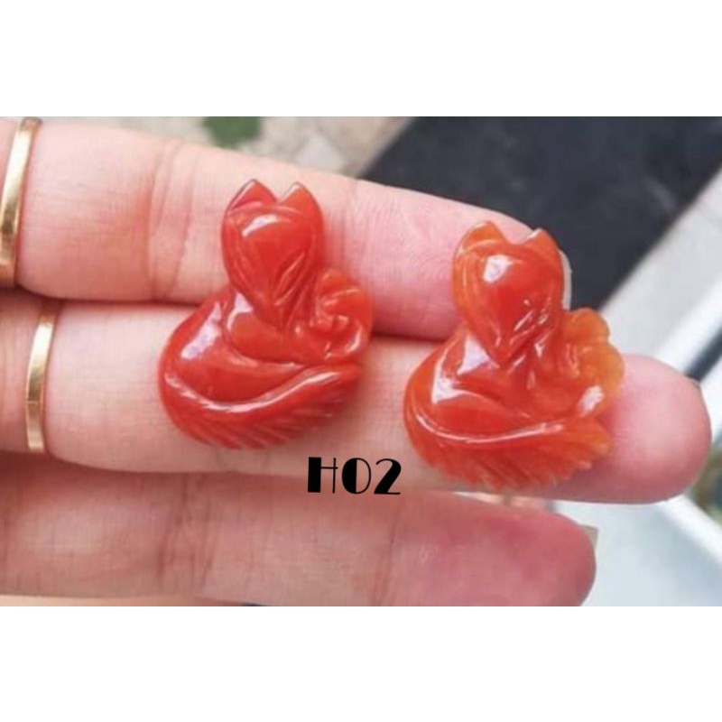 Vòng cổ hồ ly cửu vĩ (9 đuôi) đá N. huyết chế tác thủ công hoàn toàn tự nhiên may mắn, công việc tình duyên lứa đôi