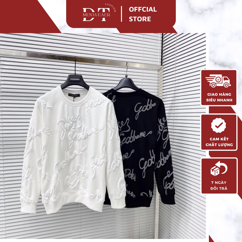 Áo Sweater Nam D&G Họa Tiết Chữ In Nổi Cao Cấp - Áo Nỉ Nam Nữ D&G Chất Nỉ Da Cá Mềm Mịn DT FASHION MENWEAR