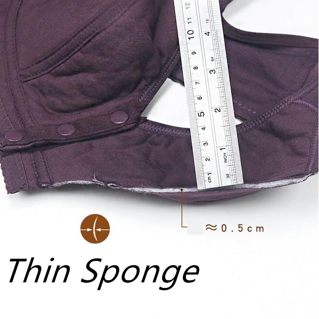 Áo Ngực Cotton Mềm Mại Không Gọng Cup 36-46 B C Cài Trước Dày 0.3cm Không Đường May