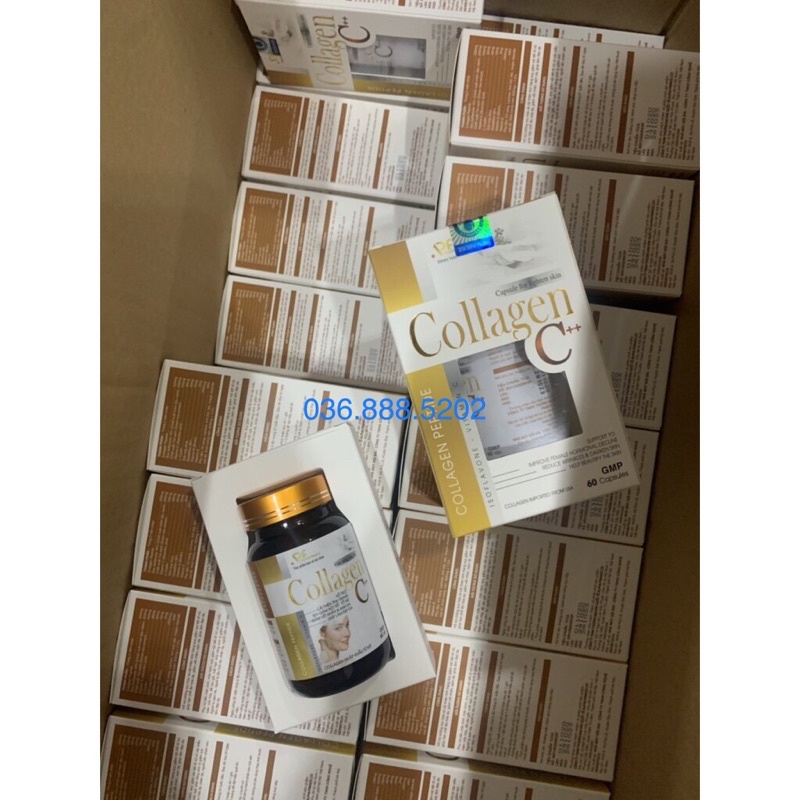 Viên uống Collagen C collagen peptide đẹp da, chống lão hóa, mờ thâm, trắng da, cân bằng nội tiết tố nữ - Hộp 60 viên