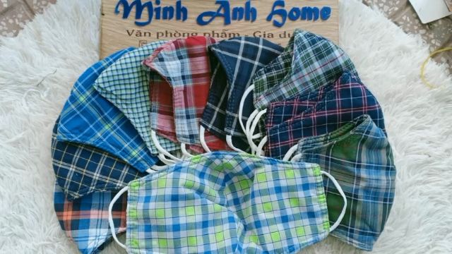 Khẩu trang vải cotton sọc 2 mặt giống nhau, vải đẹp | BigBuy360 - bigbuy360.vn