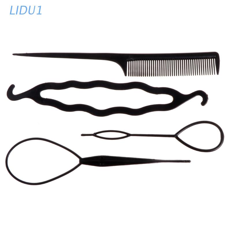 Set 4 Dụng Cụ Tạo Kiểu Tóc Búi Bằng Nhựa Màu Đen DIY Dành Cho Nữ