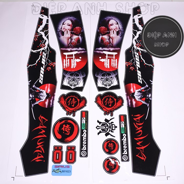 Tem Sirius SAMURAI Đen Đỏ - Tem xe Sirius