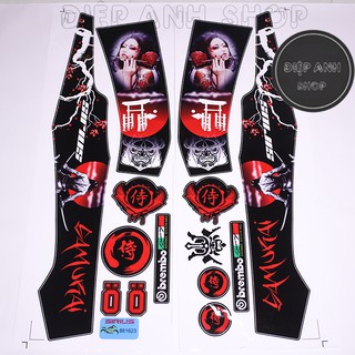 Tem sirius samurai đen đỏ - tem xe sirius
