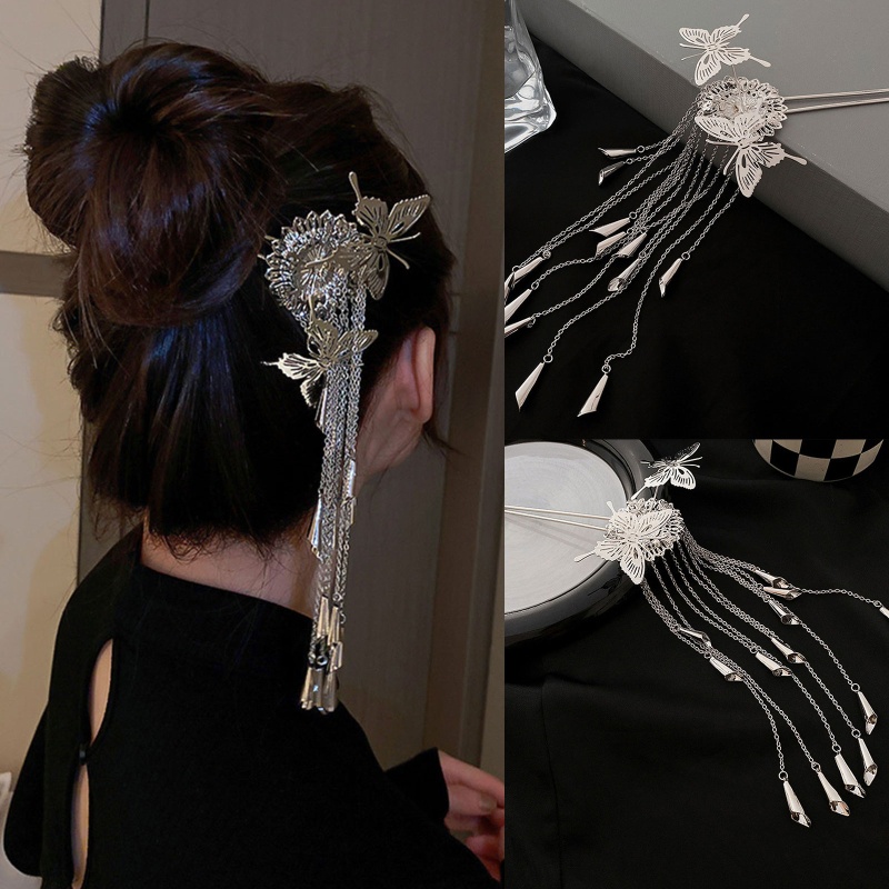 Trâm Cài Tóc Bằng Bạc Hình Hoa Bướm Cổ Điển Dành Cho Nữ