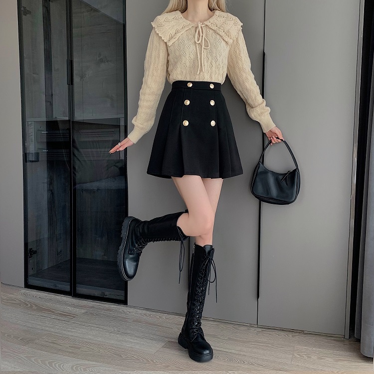 Chân Váy Xòe Cúc Đồng Siêu Xinh Phong Cách Sang Chảnh_ Hàng ORDER