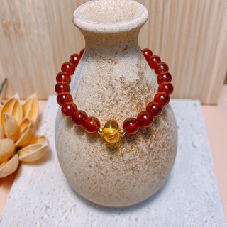 Vòng tay Garnet đỏ & Amber - 7li Triple God