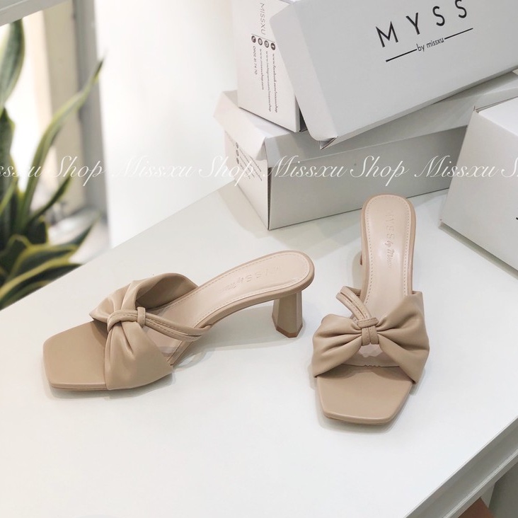Giày guốc nữ nơ dây xéo 1 bên 5cm thời trang MYSS - SU83