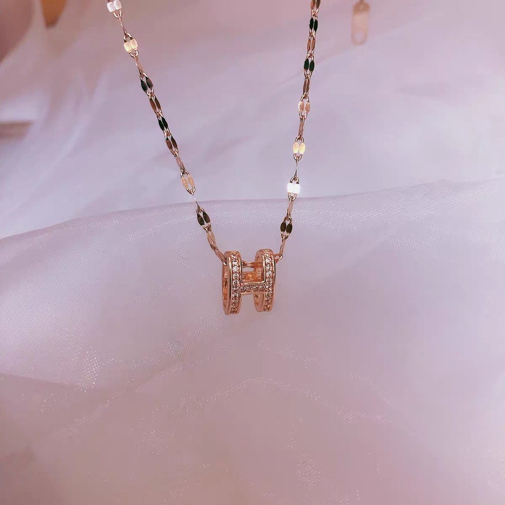 Vòng cổ mặt chữ H mạ vàng 18K kiểu dáng cực ngầu thiết kế đơn giản sang trọng khí chất cho nữ