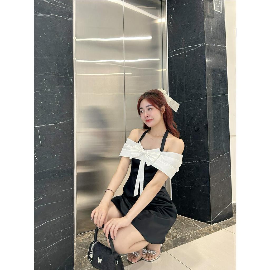 Đầm Nữ Cúp Ngực Nơ Trễ Vai Sang Trọng - NV447