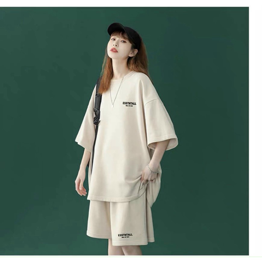 [FREE SHIP] SÉT BỘ UNISEX CHẤT LIỆU THUN COTTON LẠNH DỄ MẶC CHE KHUYẾT ĐIỂM NAM NỮ ĐỀU MẶC ĐƯỢC ESSENTL