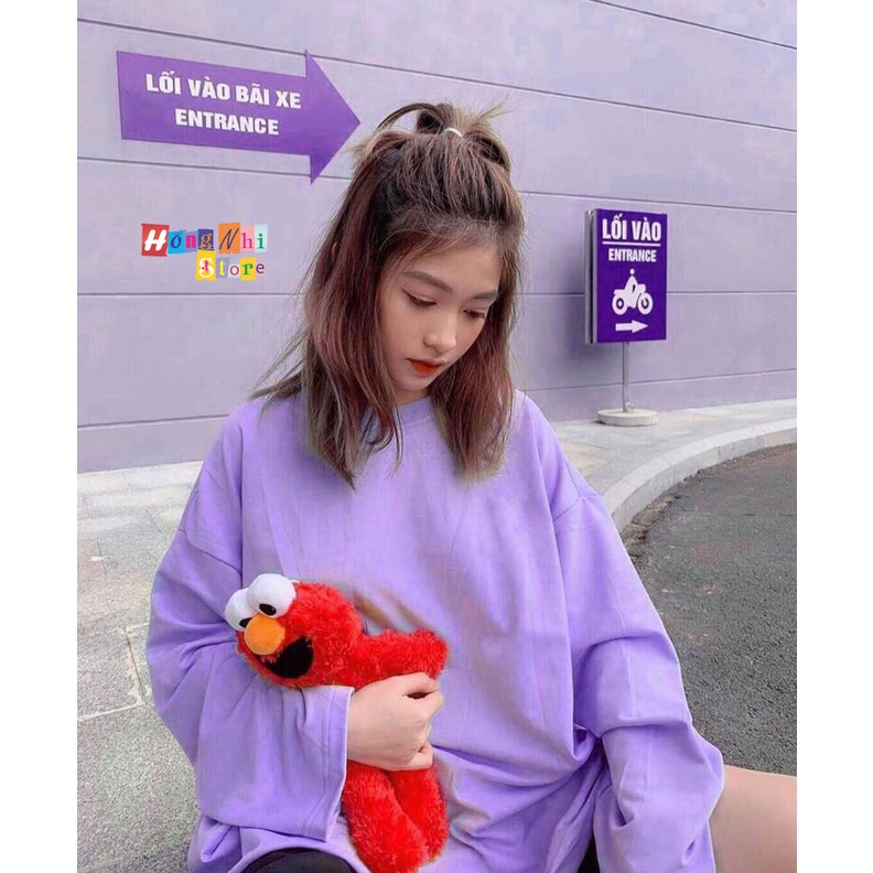 Áo Thun Tay Dài Trơn Long Tee Ulzzang Unisex Dáng Rộng Màu Tím - MM