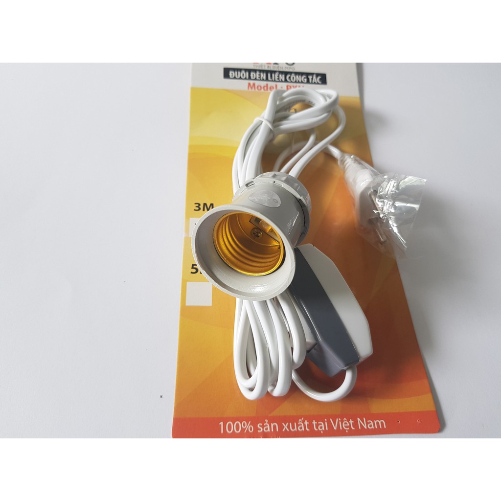 Dây đuôi đèn liền công tắc 3m, 5m Pipo