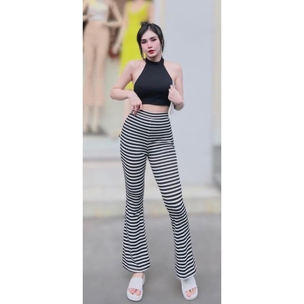 Quần legging ống loe lung thun cạp cao nhiều màu , quần ống rộng thun gân hack dáng chân dài (95-97cm) siêu đẹp