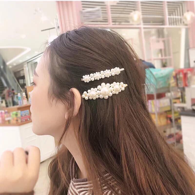 Set 4 kẹp tóc đính đá giả ngọc hàn quốc (mới)
