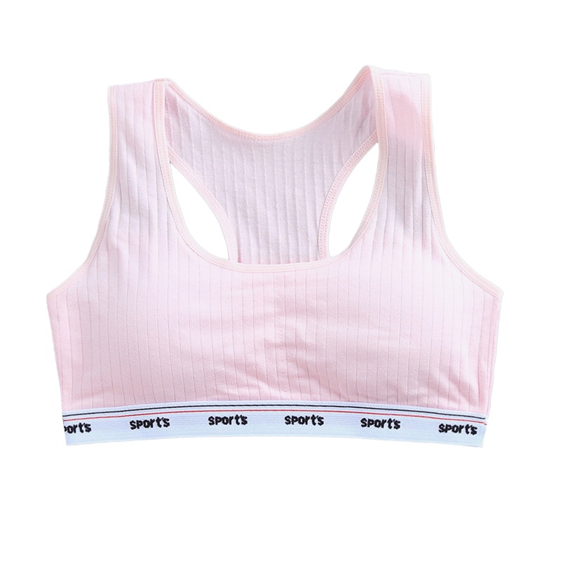 Haha Áo Ngực Thể Thao Có Đệm Nâng Ngực Màu Trơn In Chữ Racerback Dành Cho Tuổi Teen Nữ