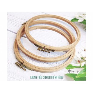 [Sẵn khung 11] Khung thêu tròn gỗ sồi hãng Cherish, chắc chắn, thân thiện môi trường
