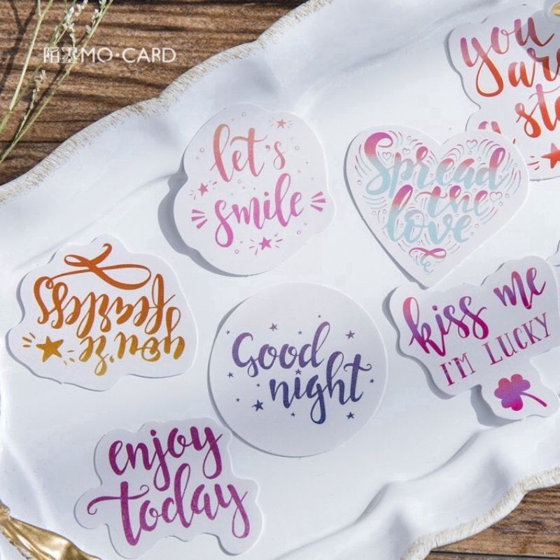 S1 - Bộ 46 Stickers những câu tiếng anh thông dụng