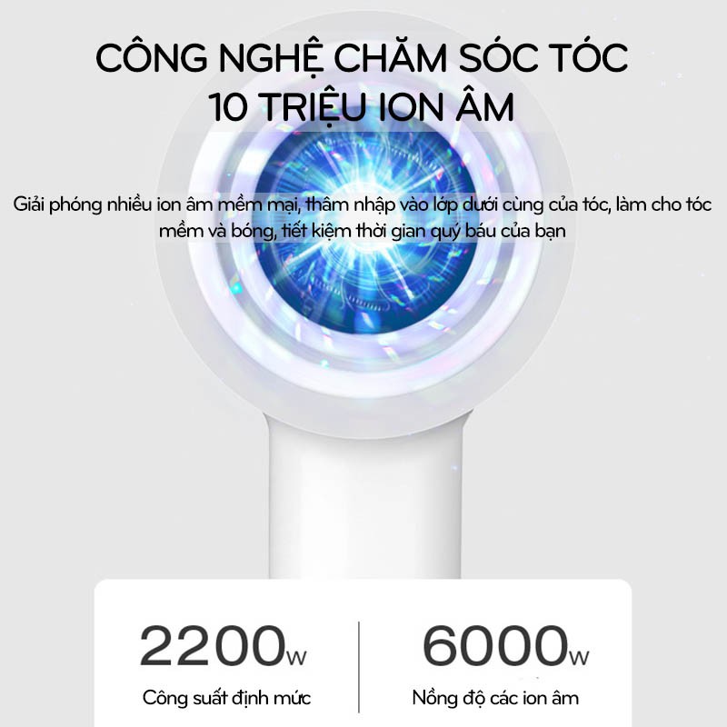 Máy Sấy Tóc HOT Sấy Tóc Công Suất Lớn 2200W Tạo Kiểu Đơn Giản, Dưỡng Tóc, Khô Nhanh Bảo Hành  [12 Tháng]