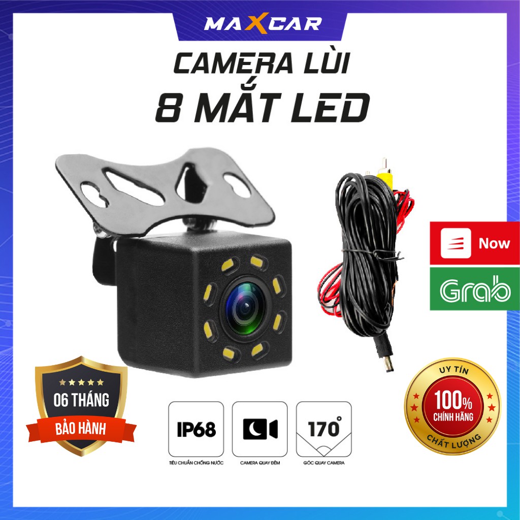 Camera Lùi Chống Nước 8 Led Trợ Sáng BẢO HÀNH 6 THÁNG