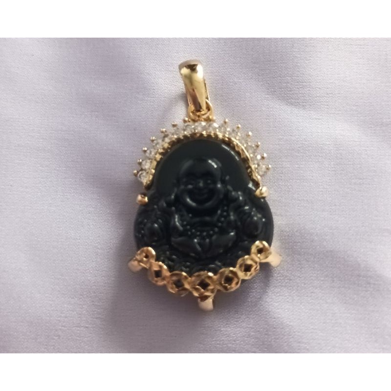 Mặt dây chuyền phật Di Lặc bọc thép titan không đen không gỉ cưòi vui vẻ bình an may mắn