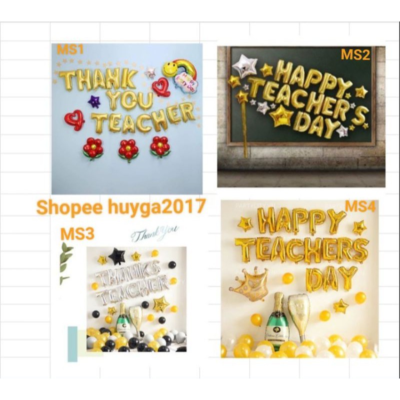 ( TẶNG KÈM BƠM KEO ) SET BÓNG NGÀY NHÀ GIÁO VIỆT NAM 20/11 TEACHER DAY