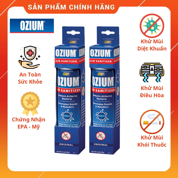 [Mã LIFEAUMAY giảm 10% tối đa 30k đơn 150k] Chai Xịt Khử Mùi Diệt Khuẩn Xe Hơi Ô Tô Ozium 3.5oz (100 ml)