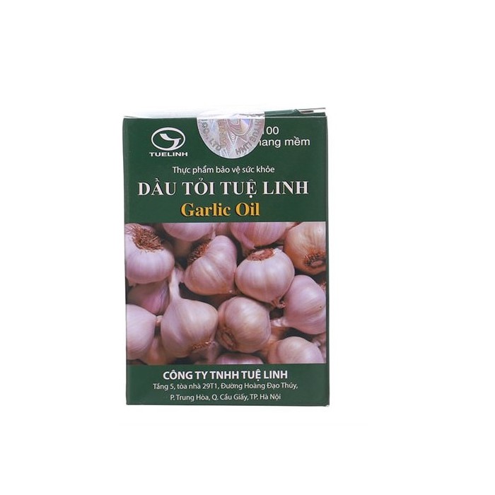 Dầu Tỏi Tuệ Linh Garlic Oil - Hỗ trợ giúp giảm mỡ máu, tăng cường sức đề kháng (Hộp 100 viên), giảm chướng bụng, đầy hơi