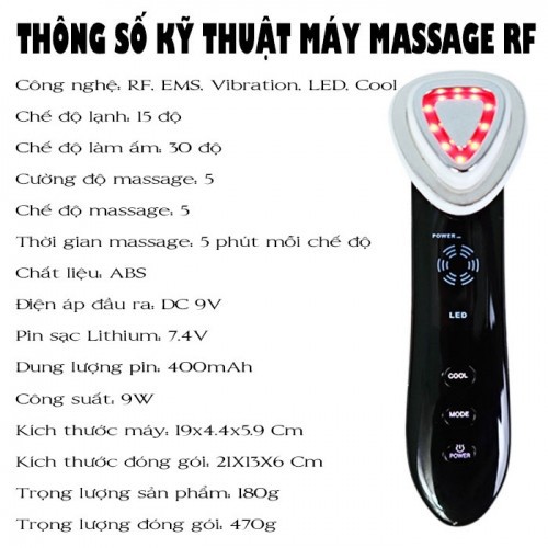 Máy massage điện di vô tuyến RF làm đẹp và trẻ hóa mặt - 5in1 - giá rẻ