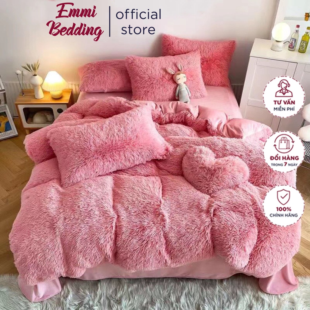 Bộ chăn ga gối nỉ lông EMMIBEDDING STORE mẫu trơn miễn phí bo chun và làm ga phủ theo yêu cầu.