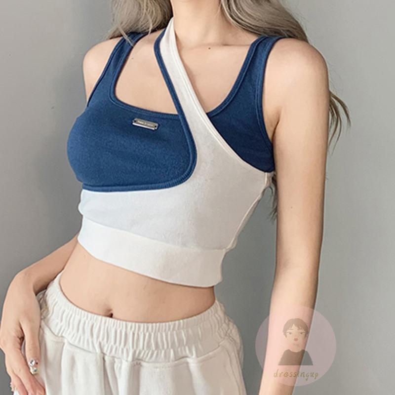 Áo Tank Top Hai Dây Màu Sắc Tương Phản Thời Trang Mùa Hè Cho Nữ