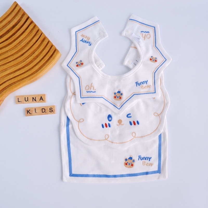 Yếm tròn xoay 360 style Hàn Quốc cao cấp cho bé, bé sơ sinh, bé gái - LunaKids [Ảnh thật]