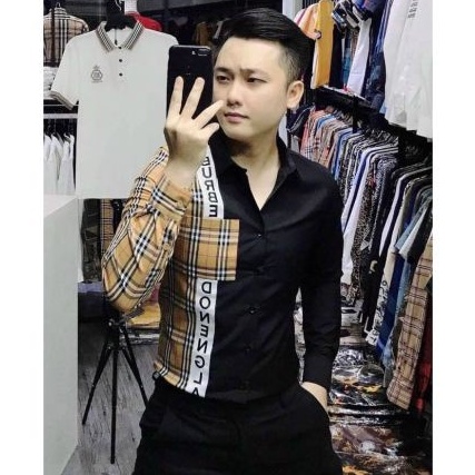 Áo sơ mi nam dài tay hàn quốc caro kiểu BBR phối sọc mẫu mới 2 màu cao cấp tara_shop96